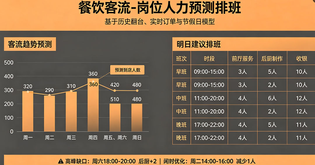 破解餐饮忙闲人力错配：用前瞻排班提升门店人效